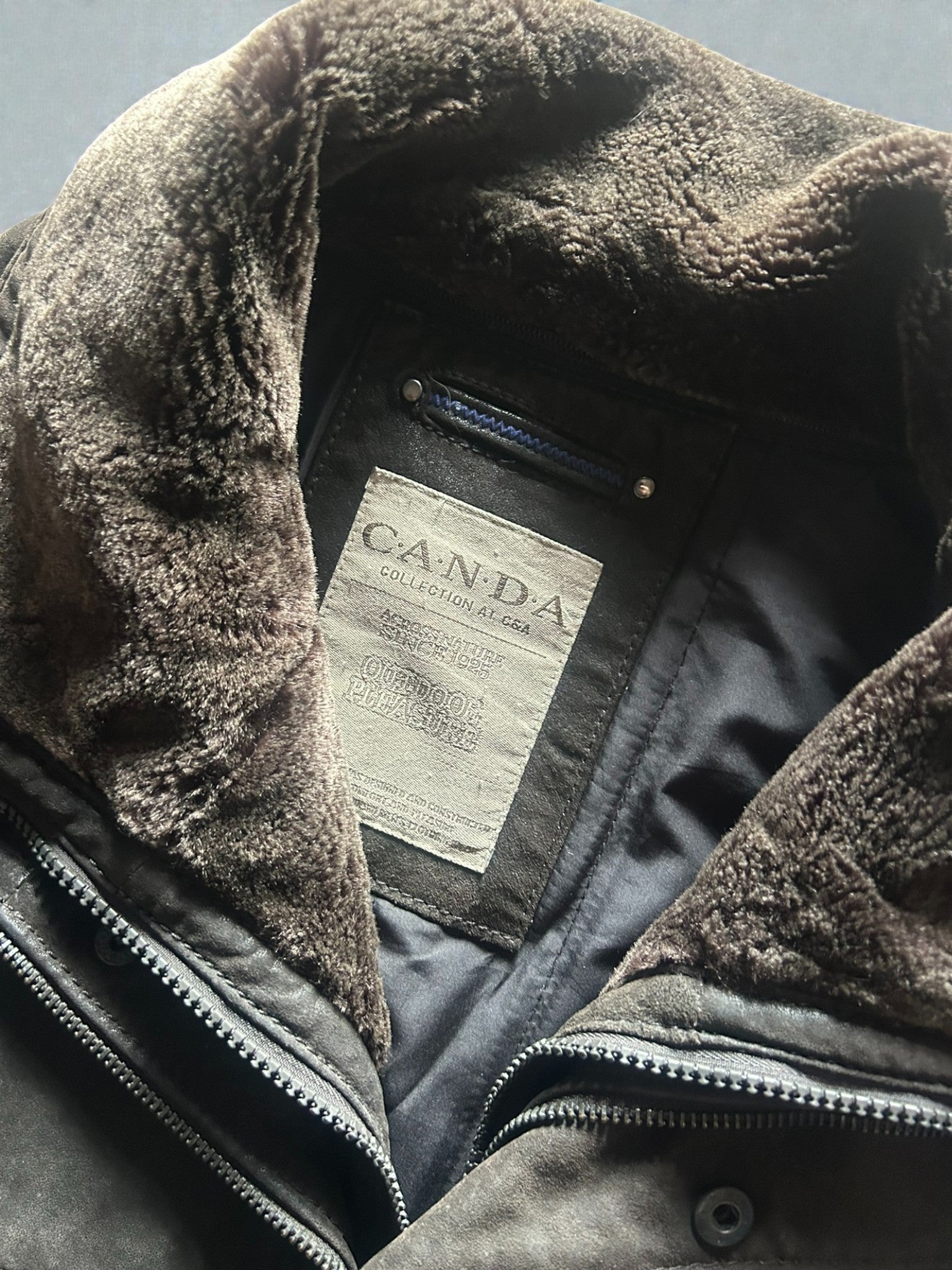 Giubbotto in Vera Pelle Vintage CANDA con Interno Imbottito