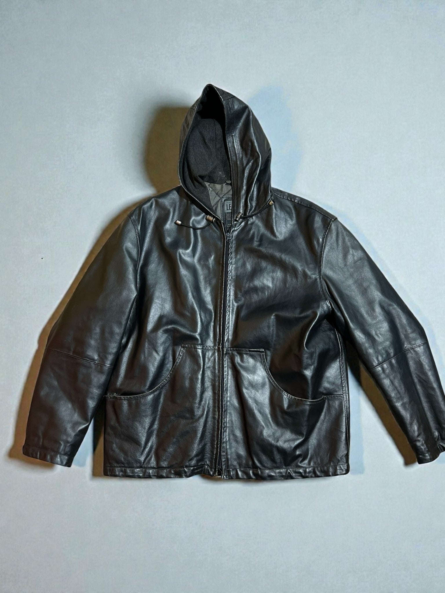 Giubbotto Vintage in Vera Pelle con Cappuccio – Taglia IT 52