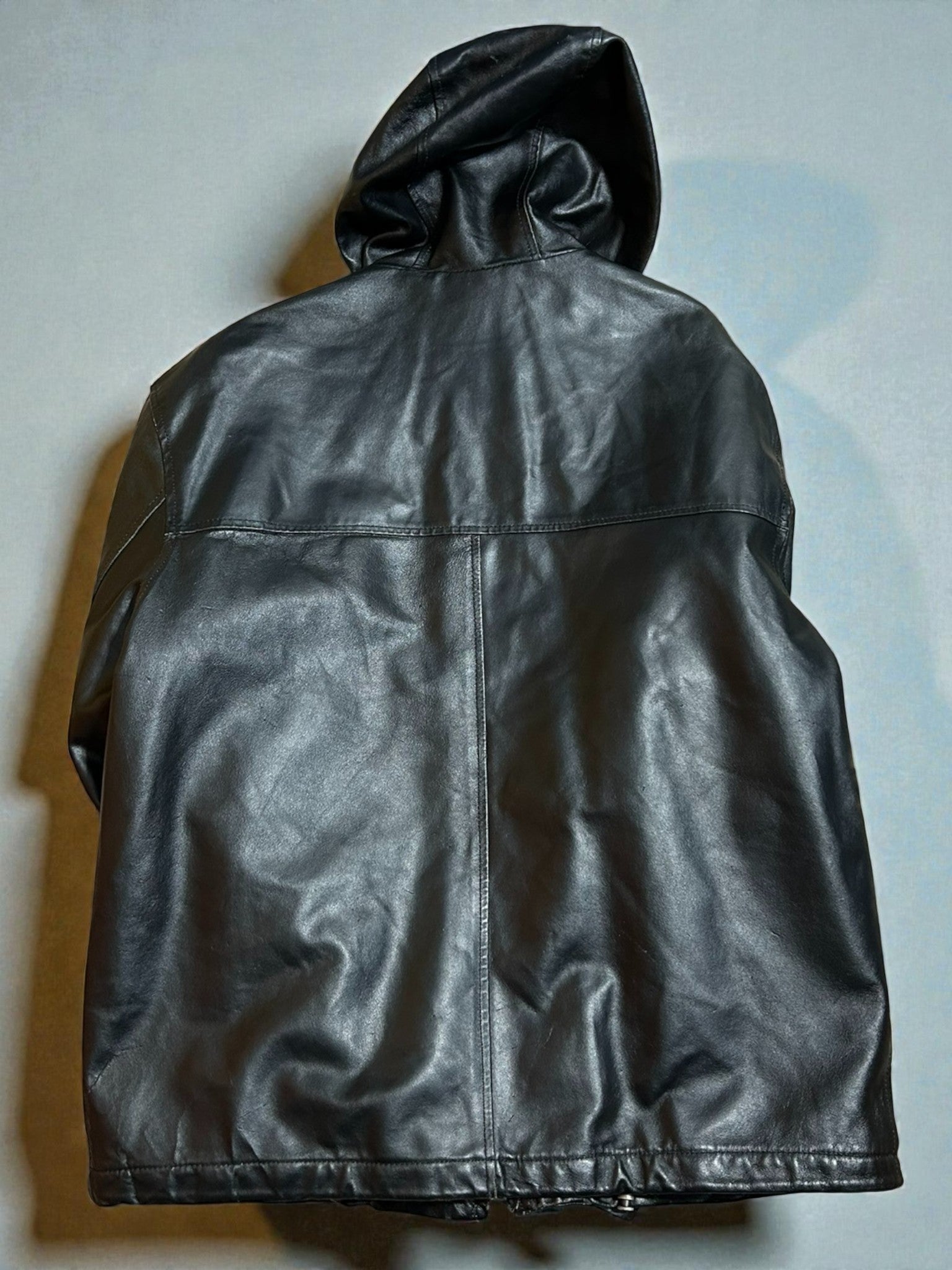 Giubbotto Vintage in Vera Pelle con Cappuccio – Taglia IT 52