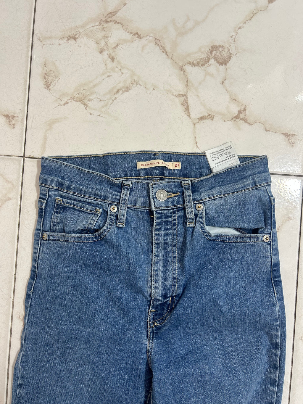 Levi’s Mile High Super Skinny Blu Denim – Taglia 27 IT 41 #25