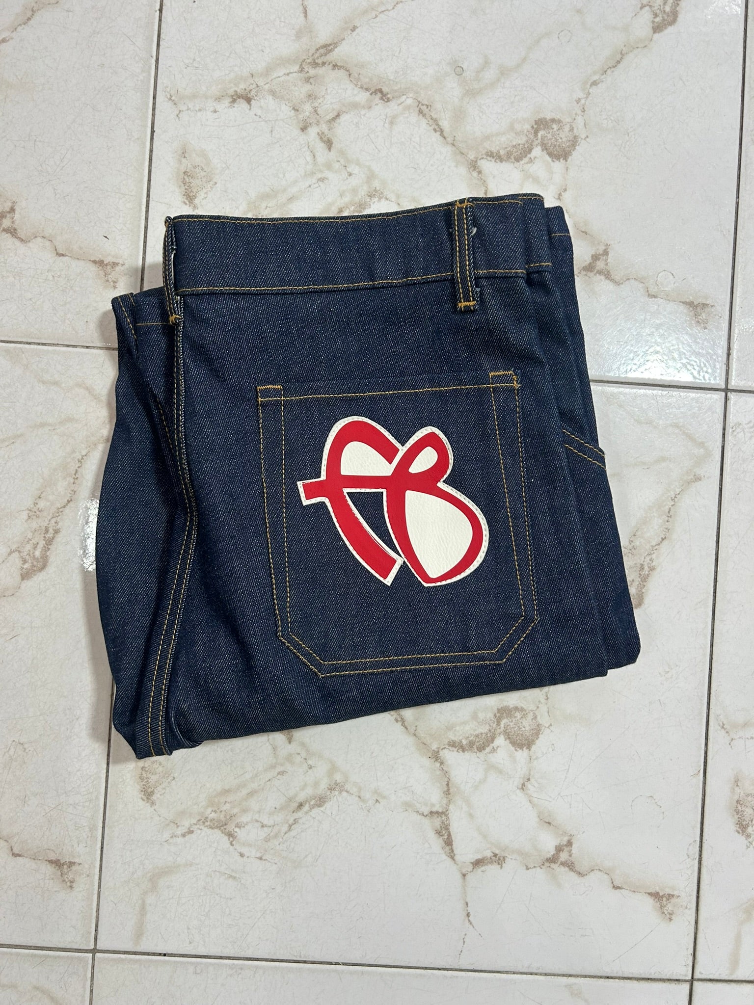 BUFU Jeans Workwear Denim Blu con Logo – Taglia XXL