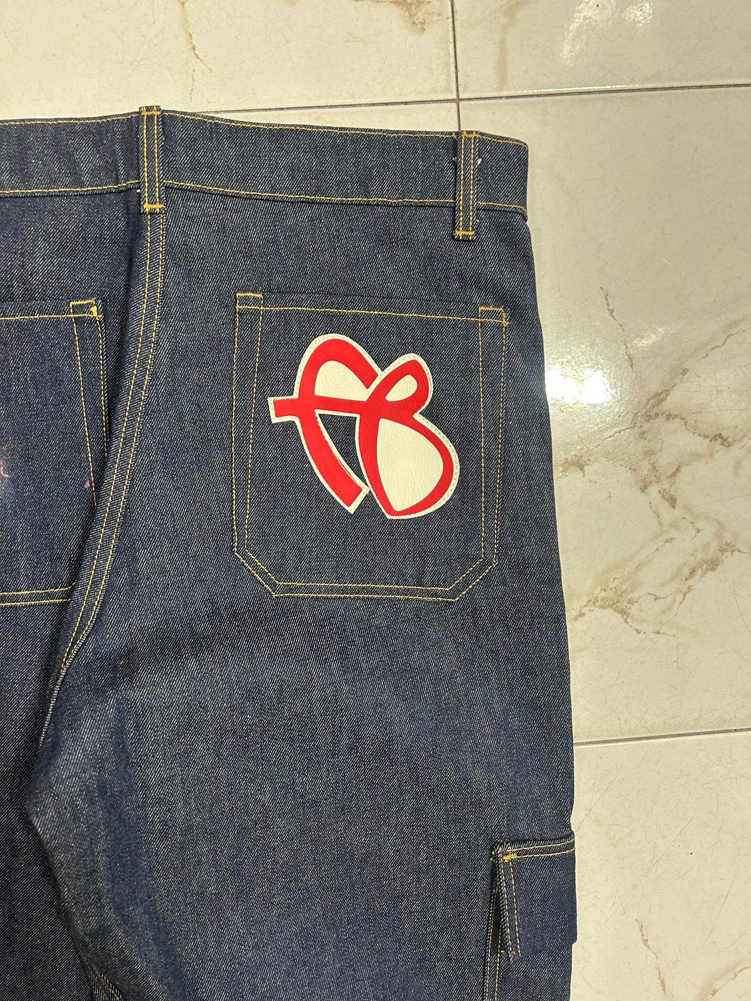 BUFU Jeans Workwear Denim Blu con Logo – Taglia XXL