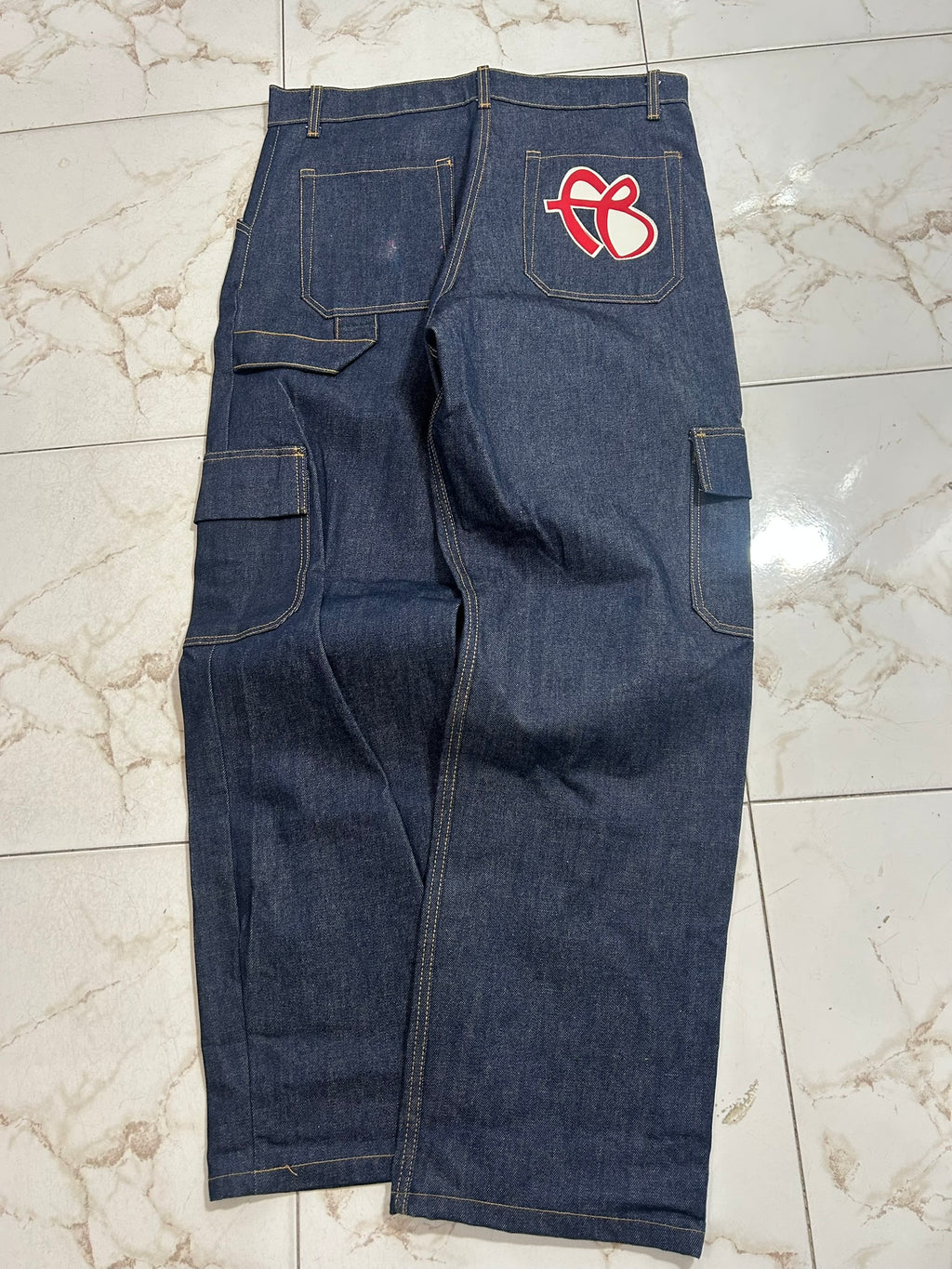 BUFU Jeans Workwear Denim Blu con Logo – Taglia XXL