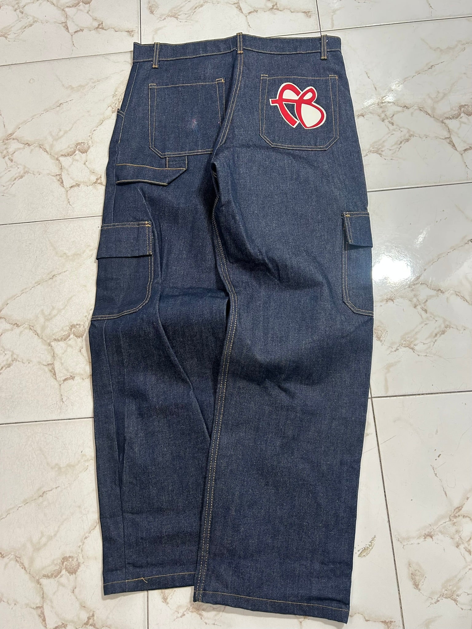 BUFU Jeans Workwear Denim Blu con Logo – Taglia XXL