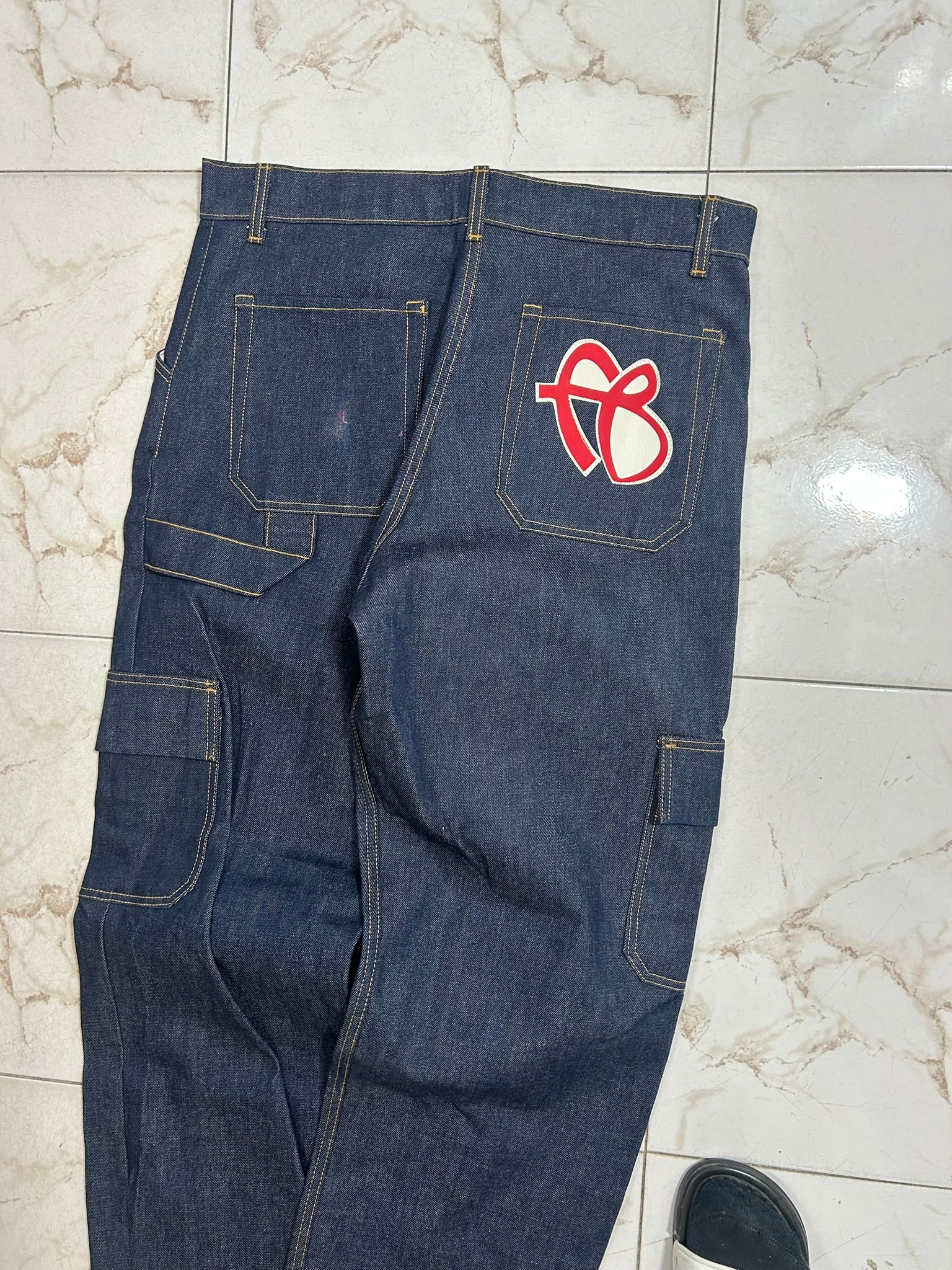 BUFU Jeans Workwear Denim Blu con Logo – Taglia XXL