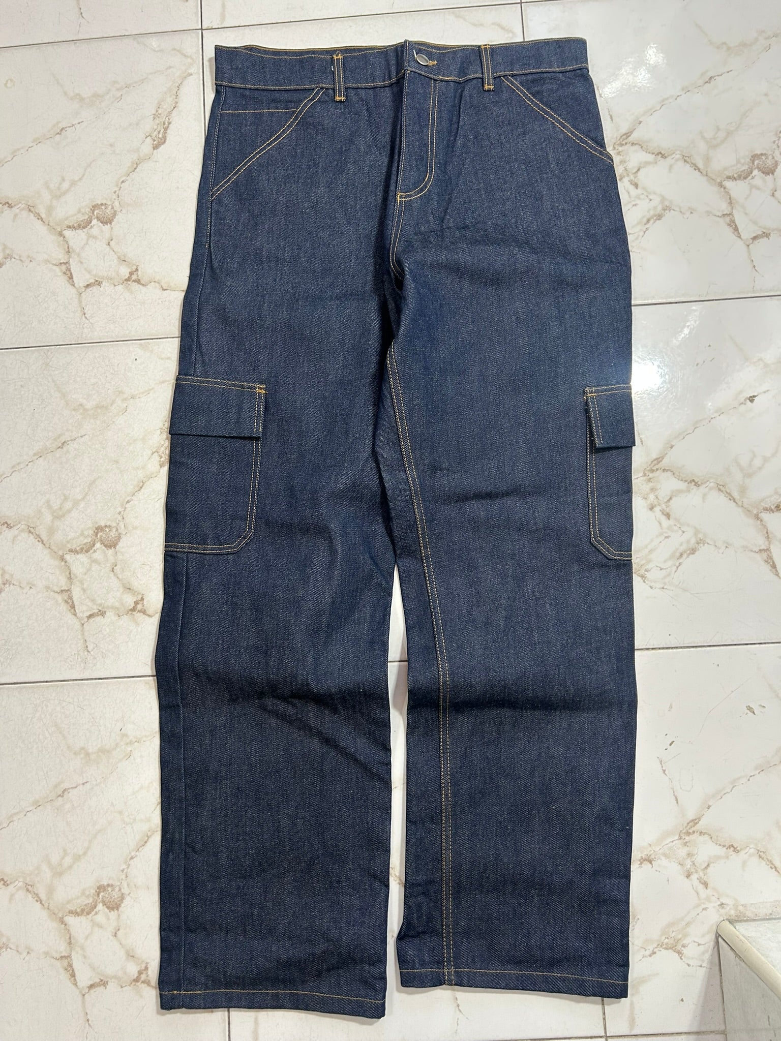 BUFU Jeans Workwear Denim Blu con Logo – Taglia XXL