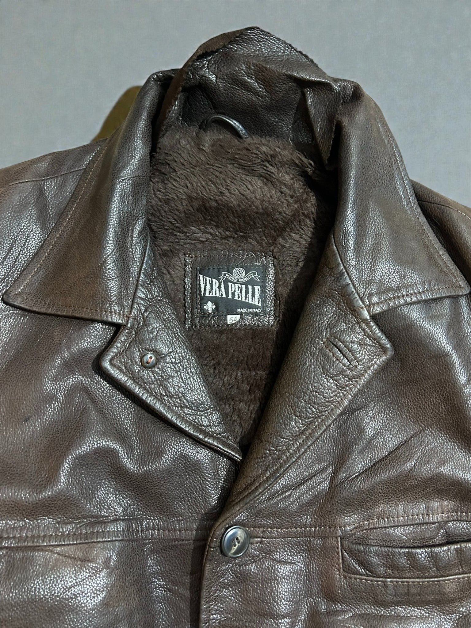 Giacca in Vera Pelle Marrone Uomo Taglia 54 – Interno Imbottito Made in Italy